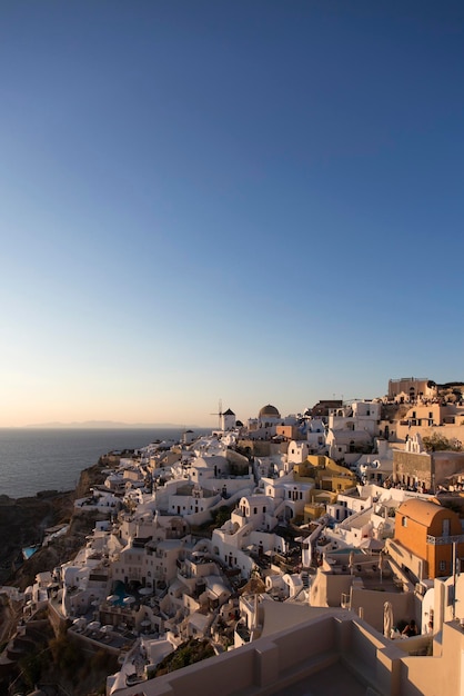 Oia village on Santorini island in Greece at sunset