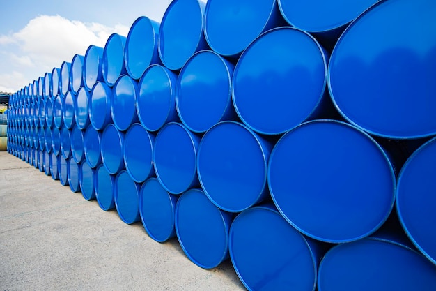 Oil barrels blue or chemical drums