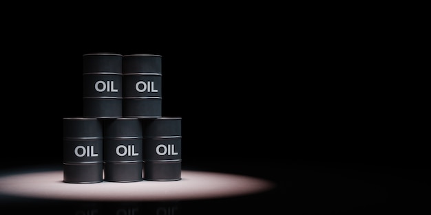 Oil Barrels in the Spotlight Isolated