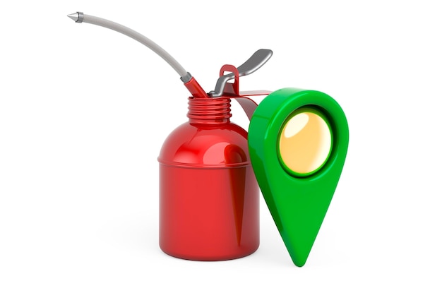 Oil can with map pointer 3D rendering