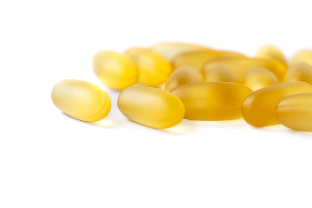 Oil capsule Omega 3. Fish oil.