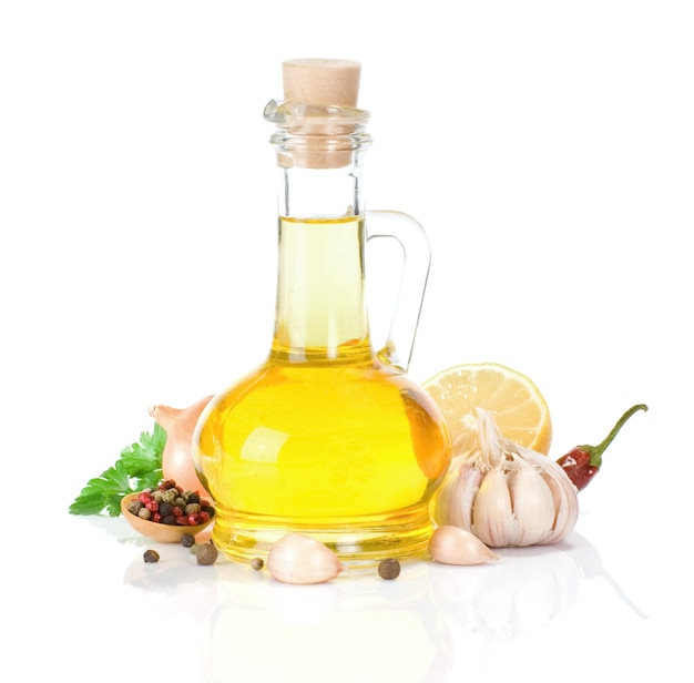 Oil and food ingredients, spice isolated 