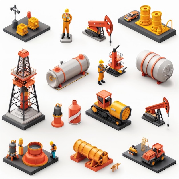 Oil and Gas Industry in Isometric View