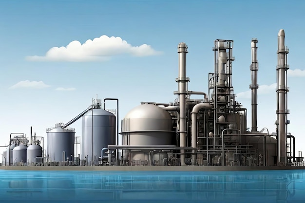 oil and gas power plant refinery with storage tanks facility for oil production