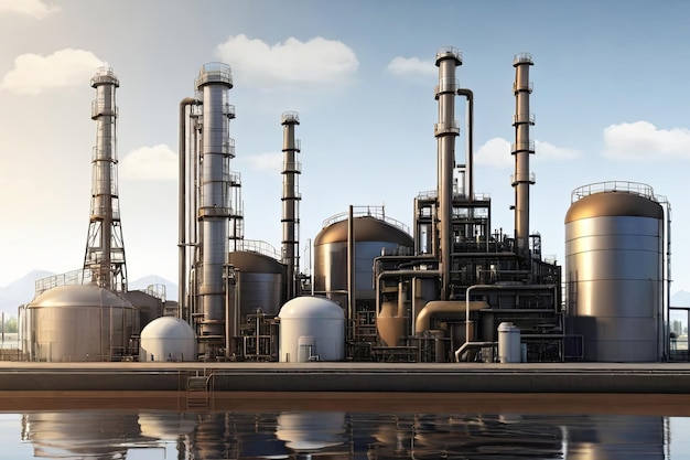 oil and gas power plant refinery with storage tanks facility for oil production