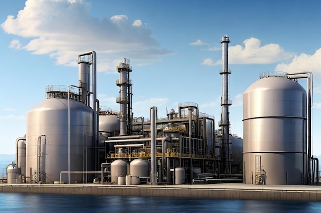 oil and gas power plant refinery with storage tanks facility for oil production