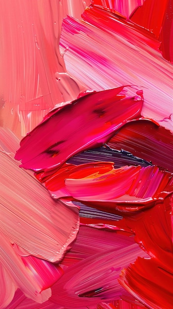 Oil paint brush strokes of pink and red with abstract shapes of lips for an iphone wallpaper