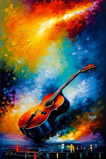 Oil painting a guitar