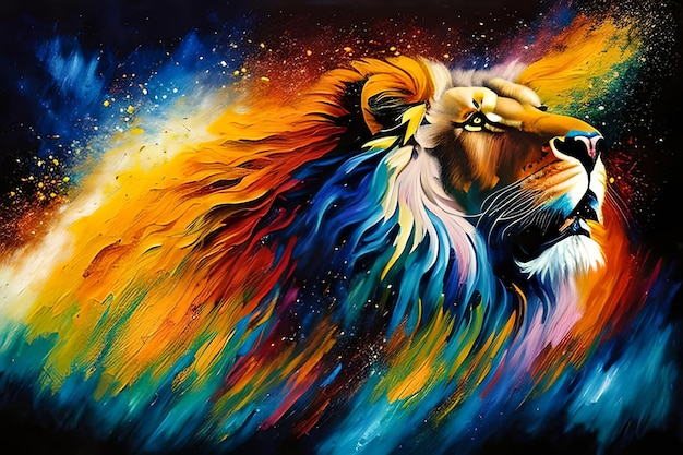 Oil painting a lion