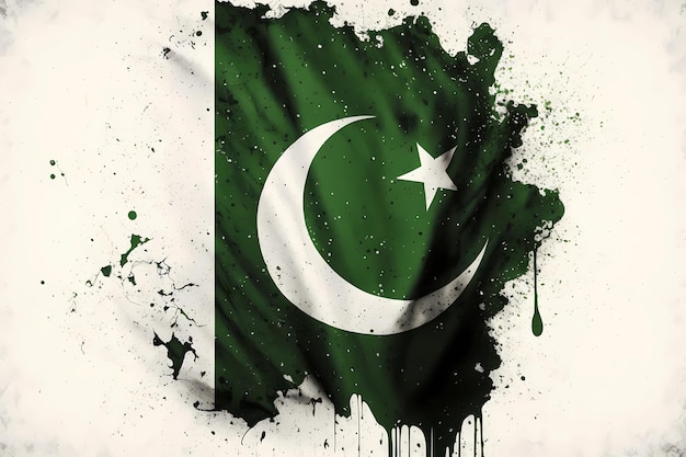 Oil painting of the Pakistan flag pakistan day digital art illustration