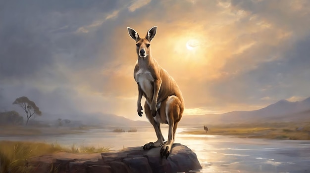 Oil Painting wallpaper Kangaroo