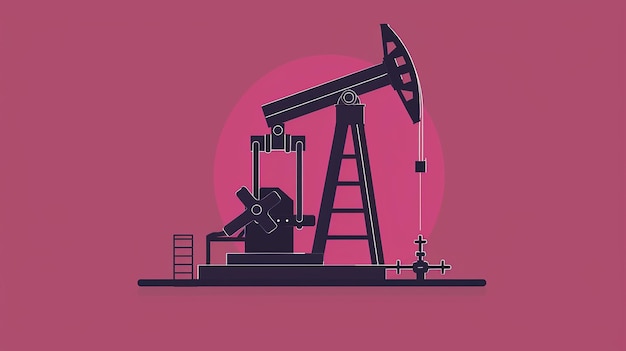 Oil Pump on Maroon Flat Color Background