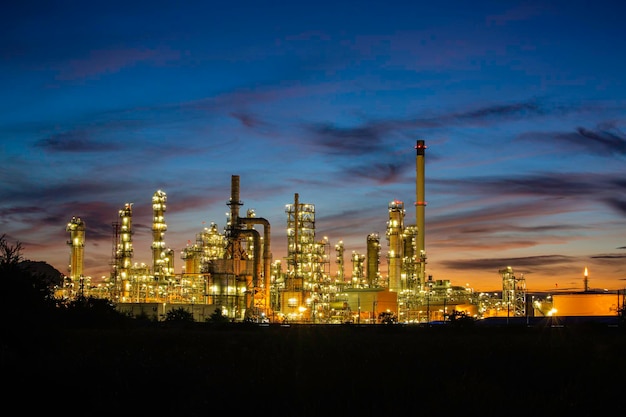 Oil refinery and plant and tower column of Petrochemistry industry in oil and gas industrial with