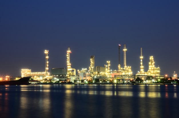 Oil refinery plant at twilight