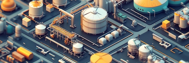 Photo oil refinery with tanks and processing units