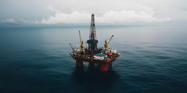 Photo oil rig drilling in ocean landscape