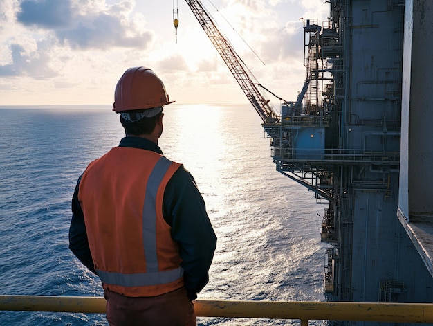 Oil Rig Worker Gazing at the Horizon