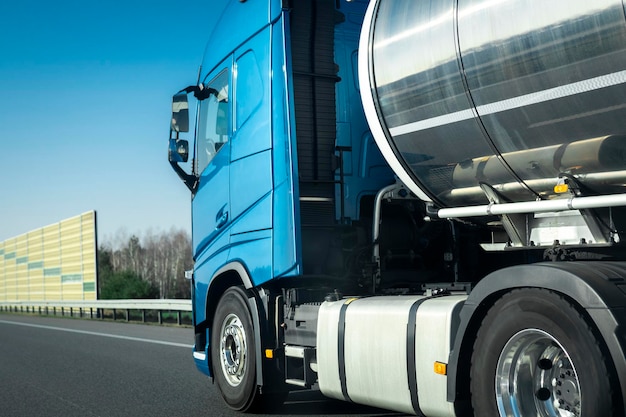 Oil tanker driven on a highway