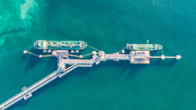 oil tanker, gas tanker in the high sea.Refinery Industry cargo ship,aerial view