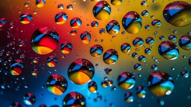 Photo oil and water circles texture abstract color abstraction rainbow macro background with colorful glass generative ai