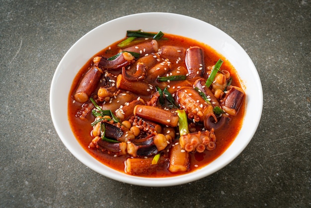 Ojing-O-Bokeum - Stir-fried squid or octopus with Korean spicy sauce - Korean food style