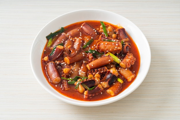 Ojing-O-Bokeum - Stir-fried squid or octopus with Korean spicy sauce - Korean food style