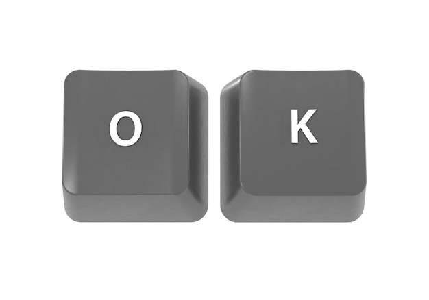 ok word by keyboard buttons on white background