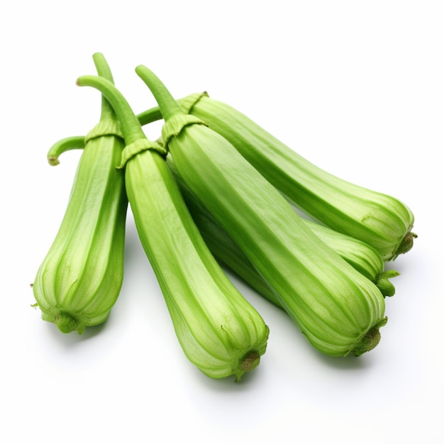 Okra with white background high quality ultra hd