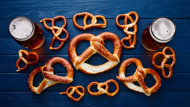 Photo oktoberfest festival decoration made from pretzel loaf