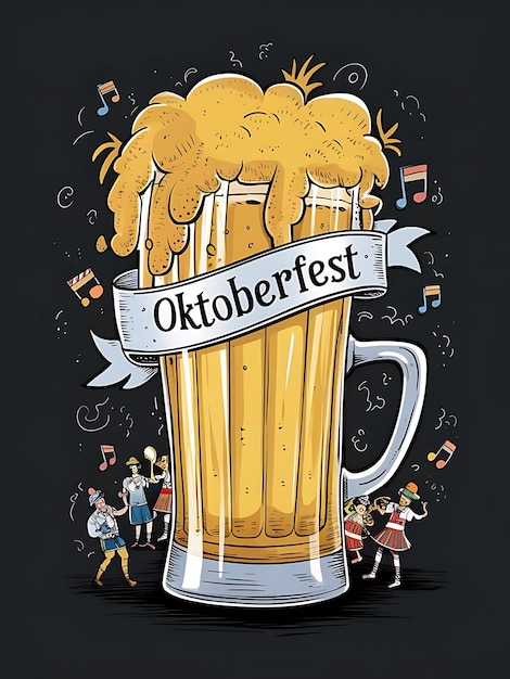 Oktoberfest festival photo golden Beer overflows from a beer glasses