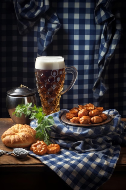 Photo oktoberfest tasty bavarian festival beer snacks