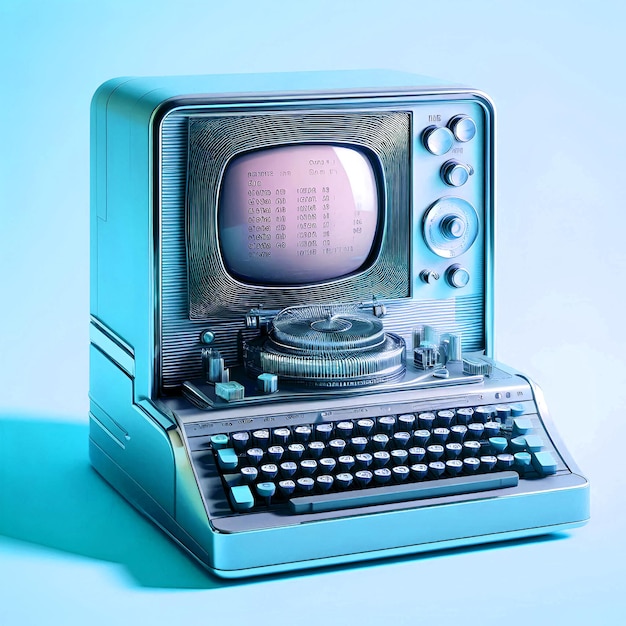 old 1950s computer on a pink background