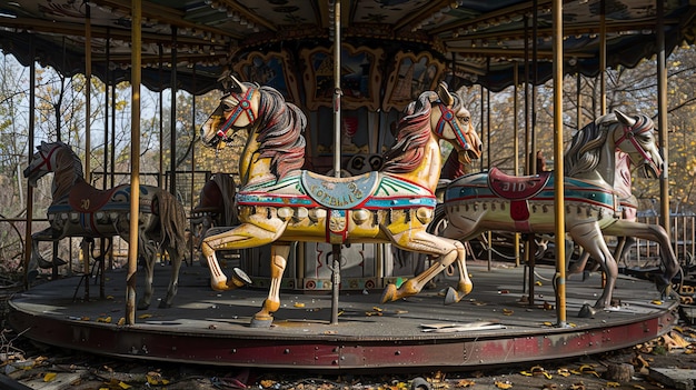 An old abandoned carousel sits in a forgotten corner of the world