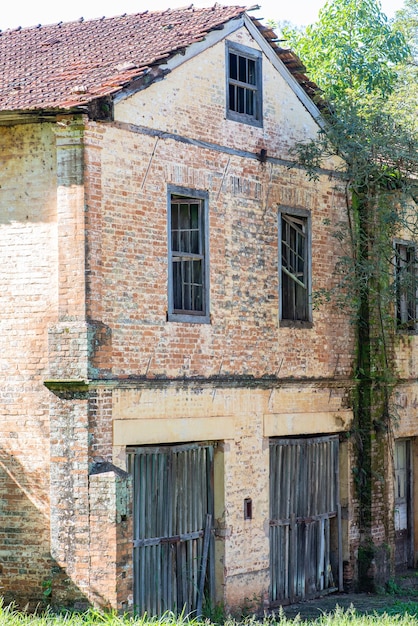 Old abandoned house in ruins in Brazil, selective focus.