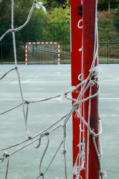 old abandoned street soccer goal sport equipment