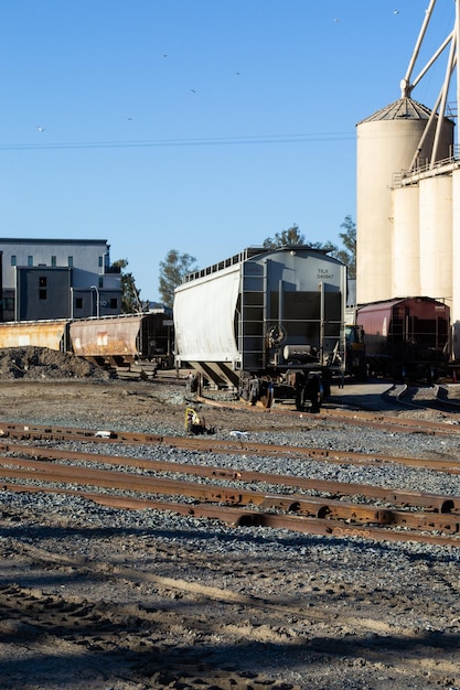 Old abandoned train yard train tracks industrial