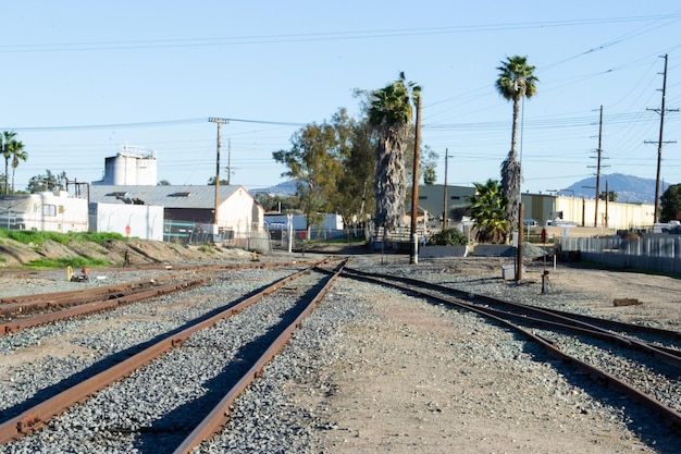 Old abandoned train yard train tracks industrial