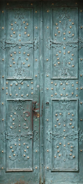 Old ancient metal door texture in european medieval style