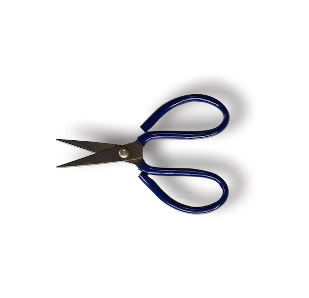 Old or antique fabric scissors isolated on white background with clipping path