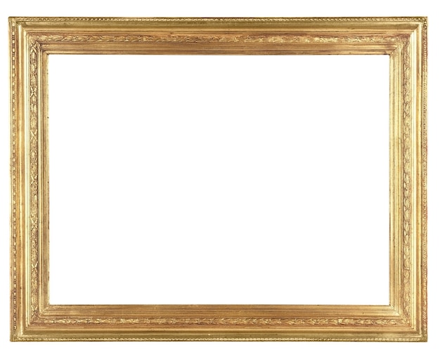 Old antique gold frame isolated on white