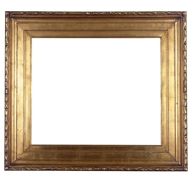 Old antique gold frame isolated on white