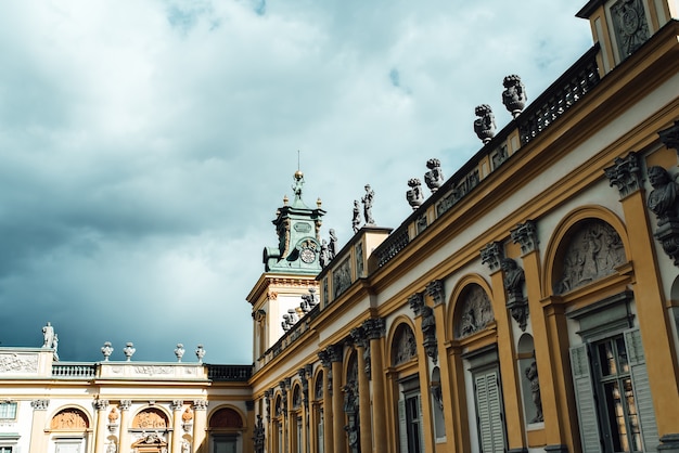 Old antique palace in Warsaw Wilanow, with park architecture