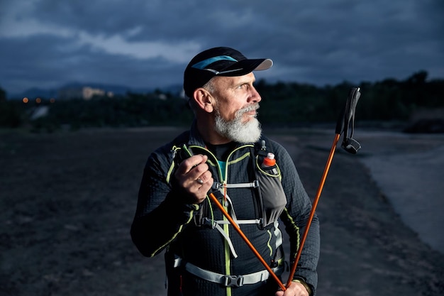 Old athlete with grey beard