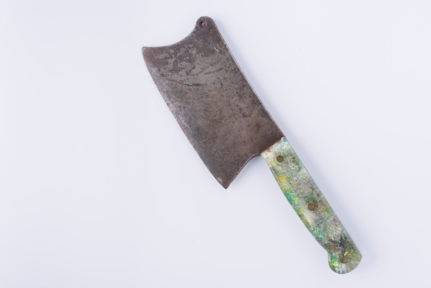 Old ax with colored handle