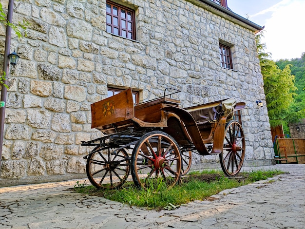 Old beautiful rustic royal carriages background