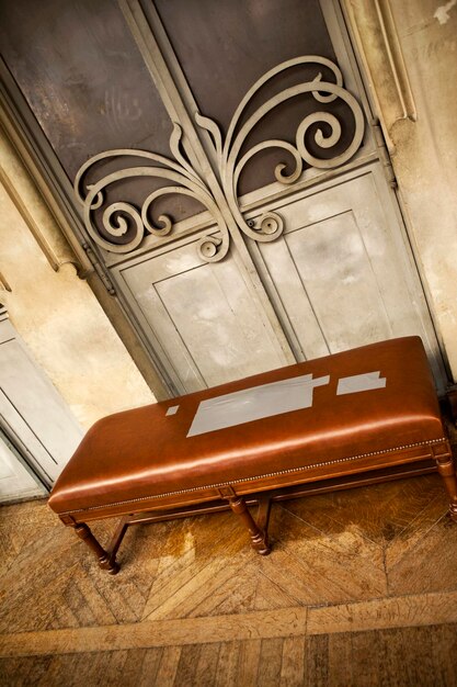 Old bench inside a museum