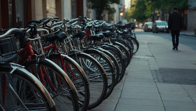 Photo old bikes parked on the street