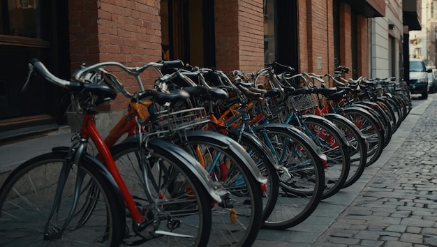 Old bikes parked on the street