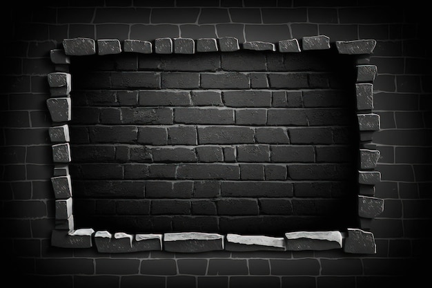 Old black brick wall Grunge background Concrete texture Blackboard