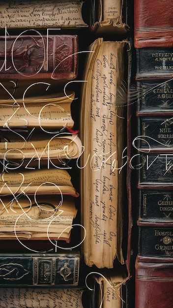 Old books closeup with copyspace background literature concept